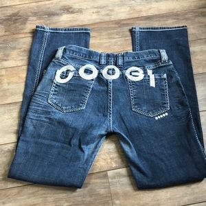 COOGI Distressed Wash Embroidered Jeans
